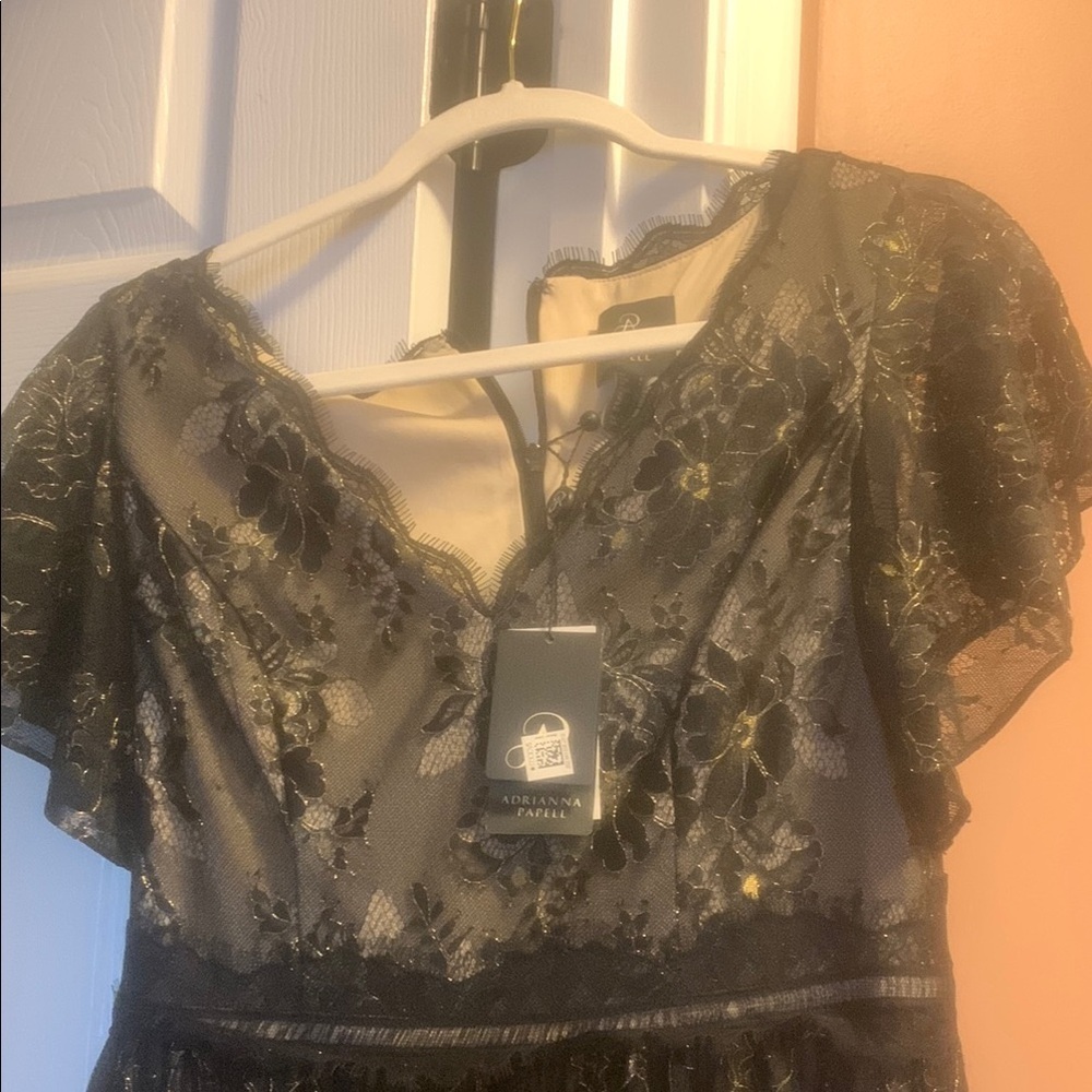 Elegant Black and Gold Lace Dress - Picture 5 of 5